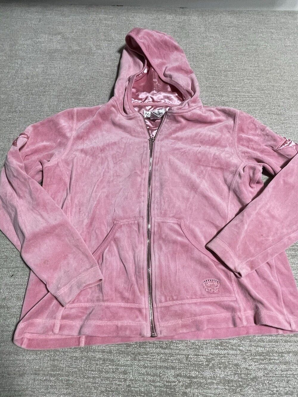 Oleg Cassini Sport Jacket Women’s Medium Pink Full Zip Hoodie Long Sleeve Sport